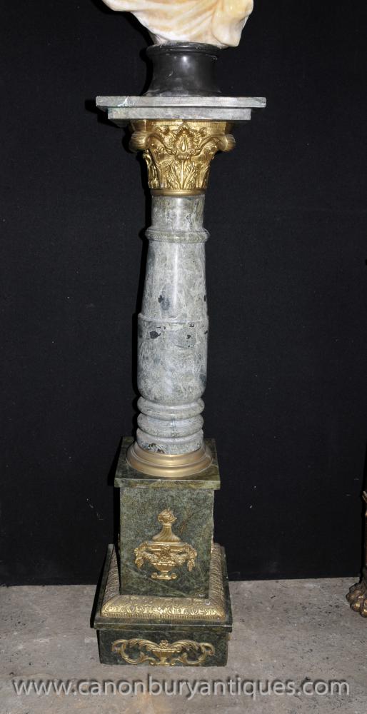 French Empire Marble Corinthian Column Pedestal Table Stand