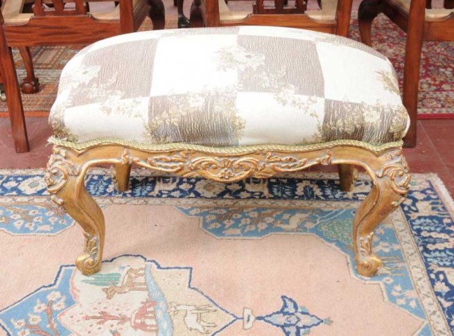 French Louis XV Stool Gilt Seat Chair