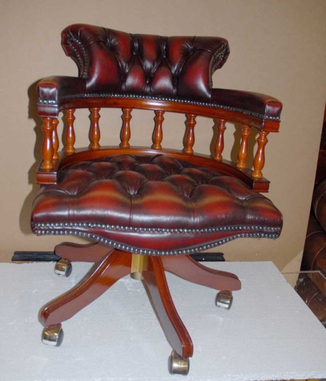 Leather Office Swivel Seat Captains Desk Chair