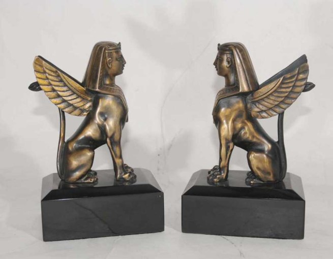 Pair French Bronze Empire Sphynx Griffins Sphinxes