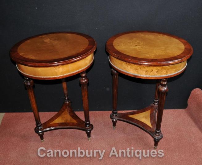 Pair Regency Side Tables Walnut Cocktail Tables
