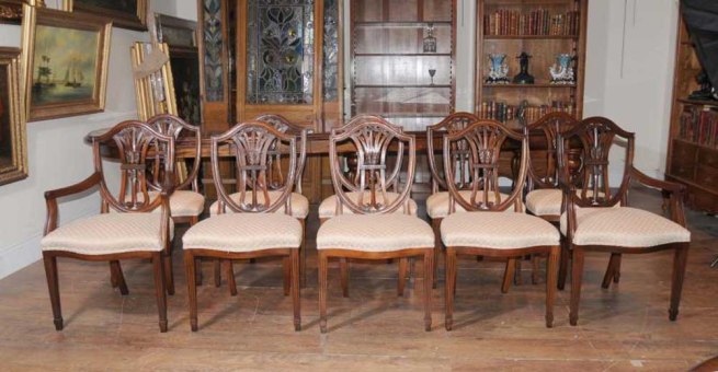 Set 10 Regency Sheraton Dining Chairs Mahogany Furniture