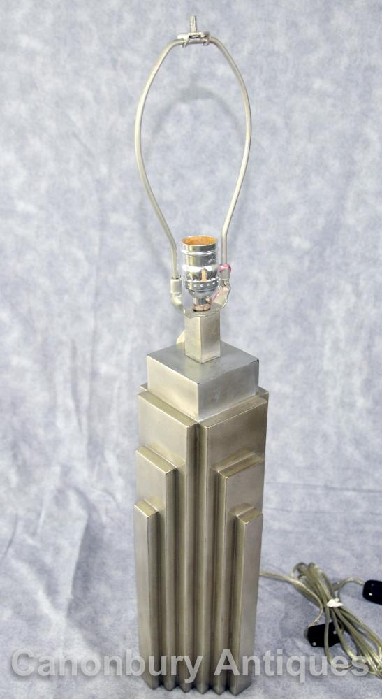 Silver Bronze Art Deco NYC Skyscraper Table Lamp New York Light
