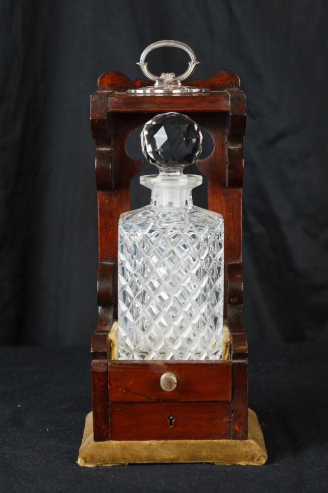 Single Victorian Cut Glass Tantalus Decanter Bottle