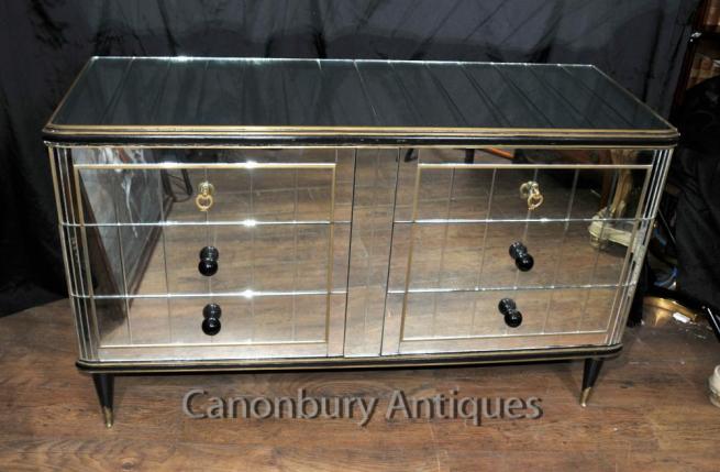 Antique Art Deco Mirrored Cabinet Chest of Drawers 1920s Furniture
