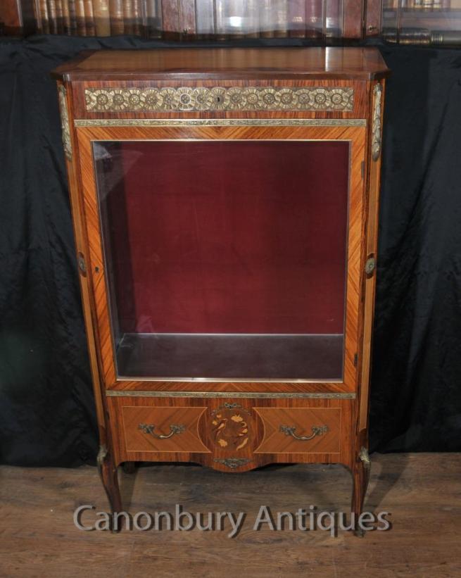 Antique French Empire Glass Display Cabinet Bijouterie Case