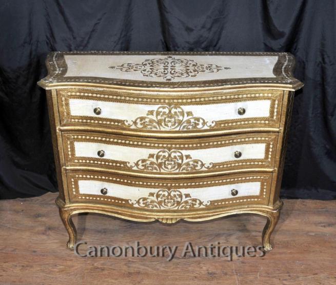 Antique Italian Neo-Classical Painted Chest Drawers Commode Cabinet