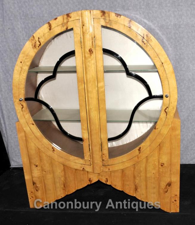 Art Deco Bookcase Display Cabinet Blonde Walnut 1920s Furniture