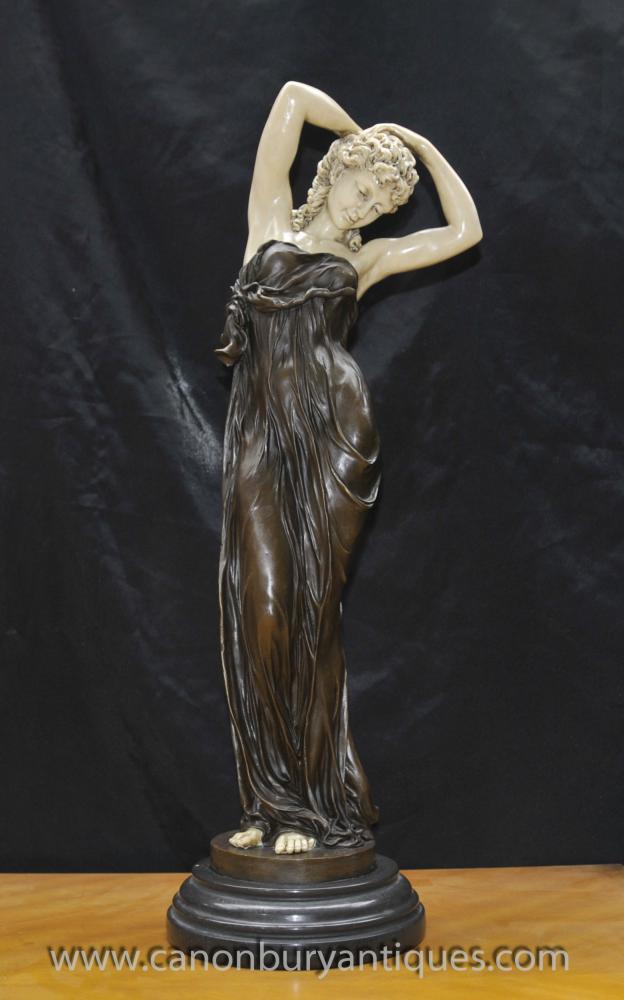 Art Deco Bronze Seductive Women Figurine By Gory