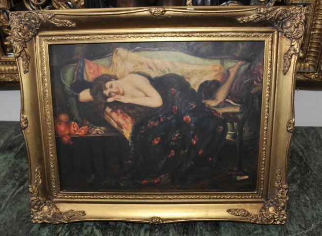 English Pre Raphaelite Oil Painting Female Portrait