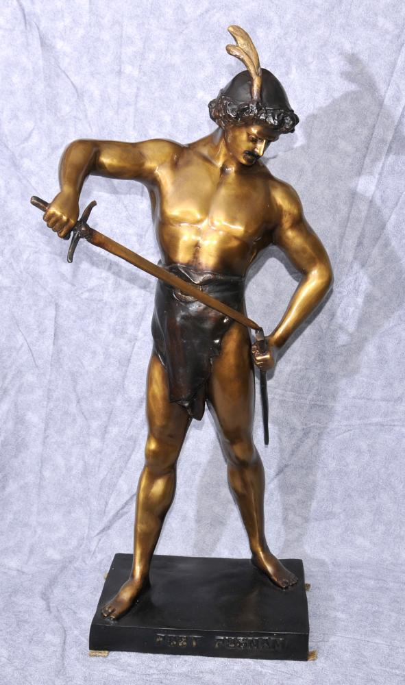Large Bronze Victory Male Figurine Statue by Picault Post Pugnam