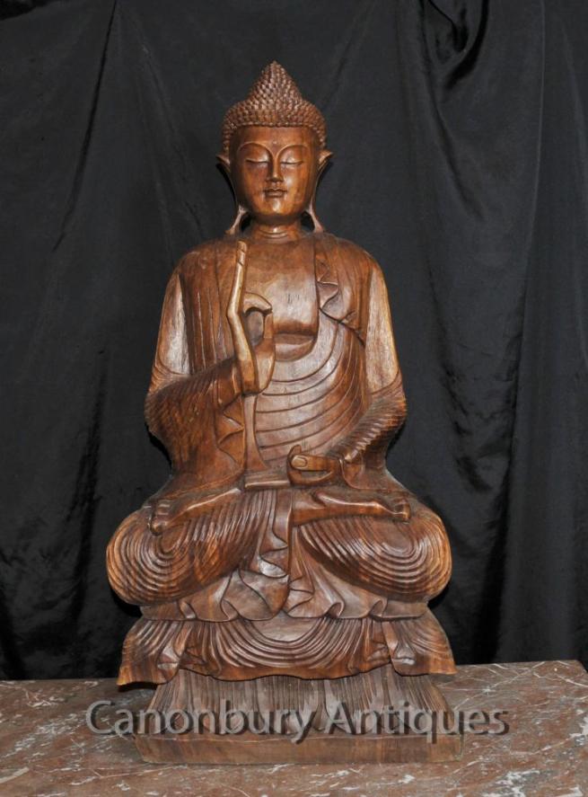 Large Tibetan Buddha Statue Tibet Buddhism Carved Lotus Pose