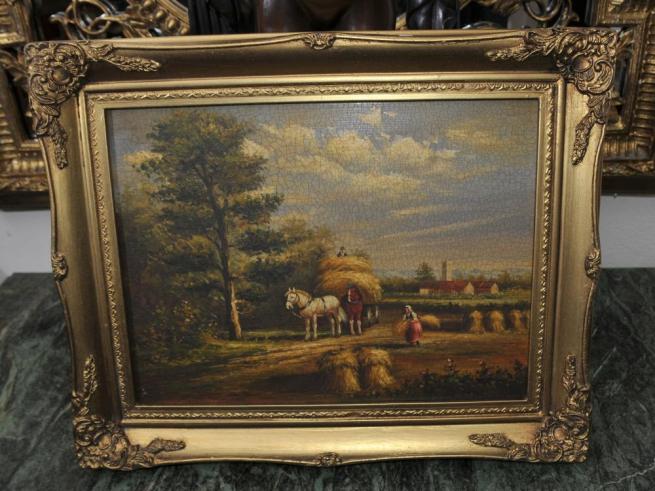 Victorian Oil Painting Rustic Suffolk Landscape