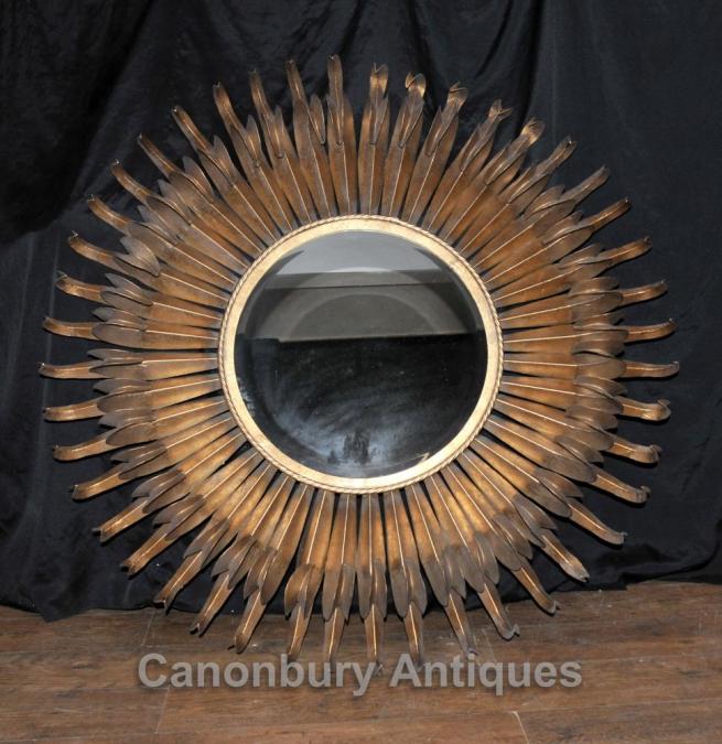 English Art Nouveau Star Burst Gilt Mirror Antique Mirrors Glass