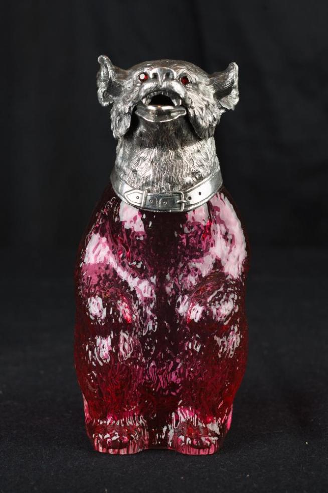 French Cut Glass Silver Plate Bear Jug Ewer