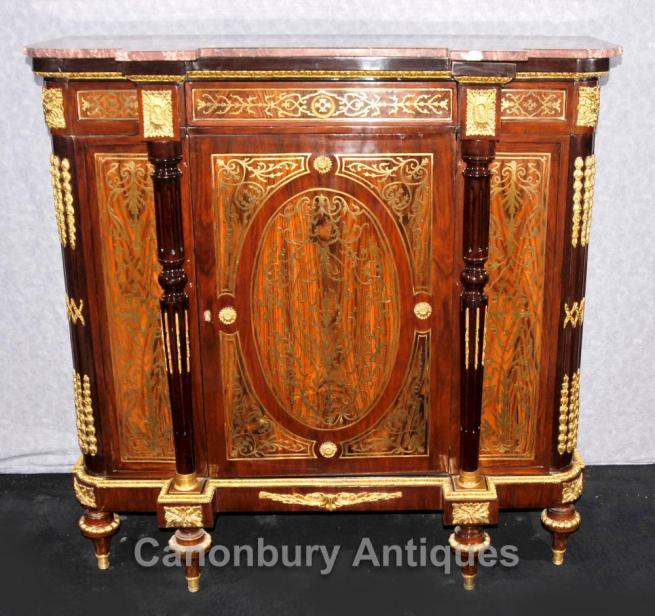 French Red Boulle Sideboard Cabinet Buhl Marquetry Server Louis XVI