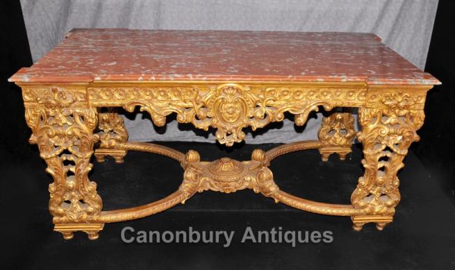 Italian Rococo Antique Giltwood Console Table Hall Tables