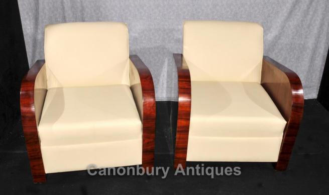 Pair Art Deco Club Chairs Rosewood 1920s Arm Chair