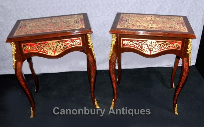 Pair Boulle Side Tables Louis XV French Furniture Inlay