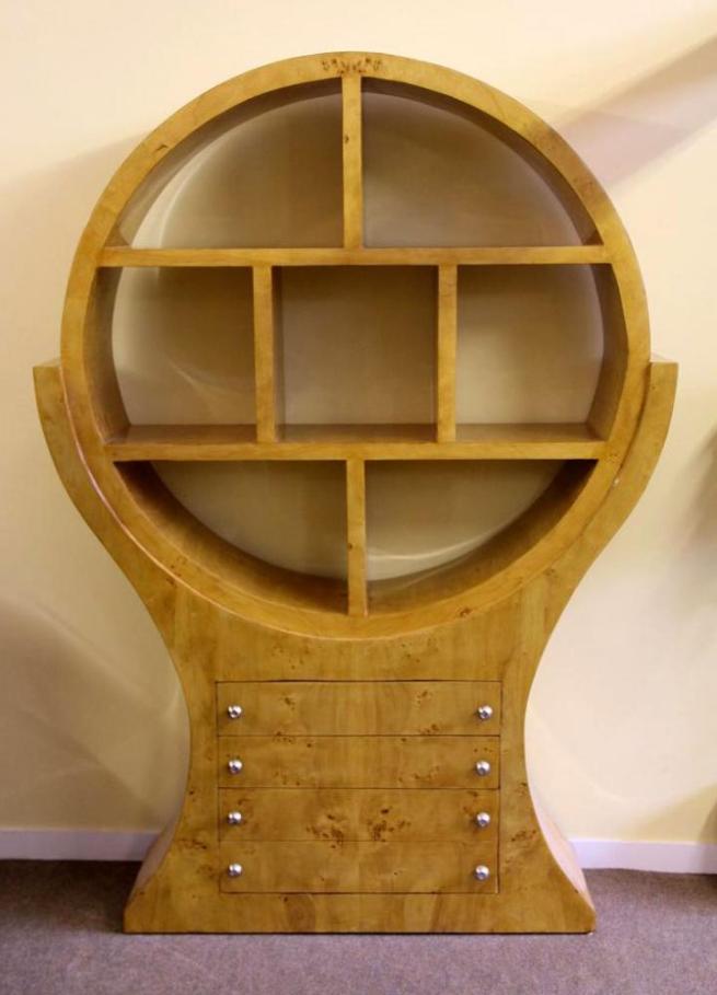 Art Deco Bookcase Shelf Cabinet Blonde Walnut Furniture 1920s