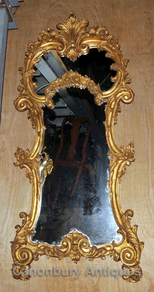 French Rococo Gilt Pier Mirror Glass Mirrors