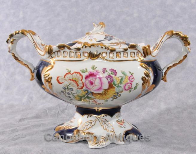 French Sevres Porcelain Tureen Dish Comport Floral Spray