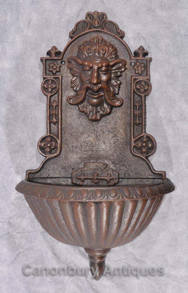 Italian Cast Iron Baroque Wall Fountain Font Male Grotesque