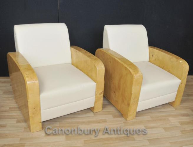 Pair Art Deco Club Chairs Arm Chair Sofa