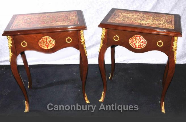 Pair Boulle Inlay Side Tables Cocktail Table French Furniture