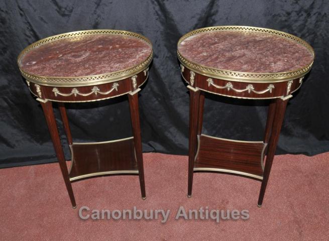Pair Empire Oval Side Tables Cocktail Table Furniture