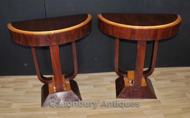 Pair Rosewood Art Deco Console Tables Hall Table Modernist