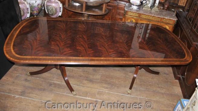 Regency Extending Pedestal Dining Table Flame Mahognay English