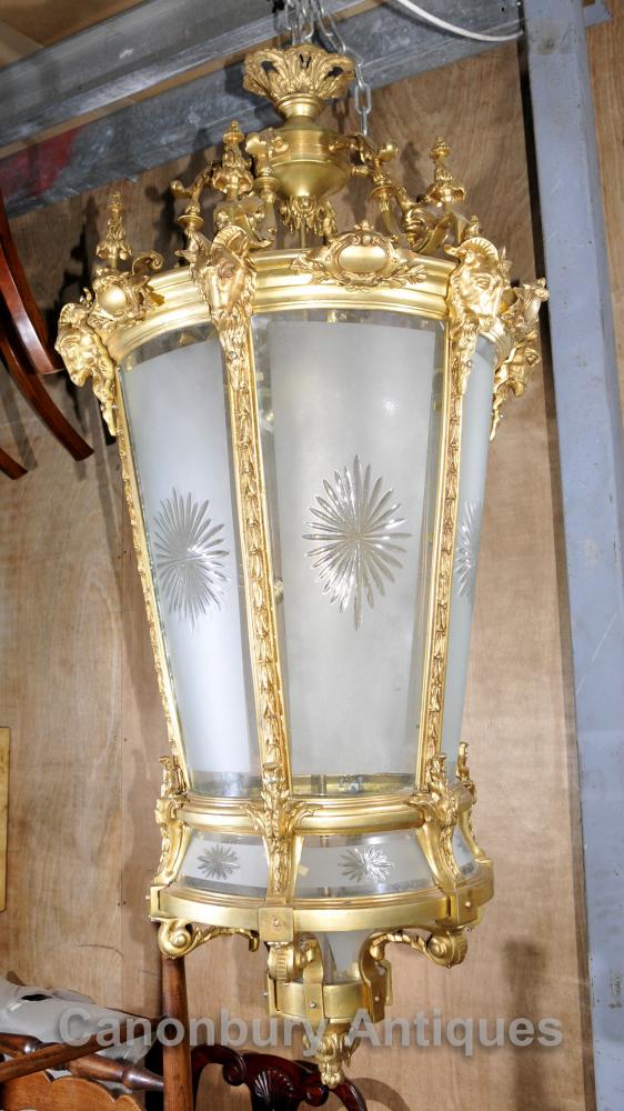 XL French Empire Ormolu Lantern Light Chandelier Interiors Lighting