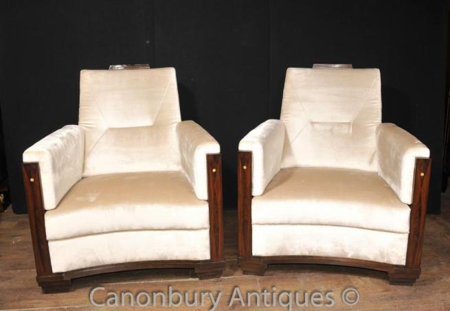 Art Deco Club Chairs Rosewood Arm Chair Sofa Seat