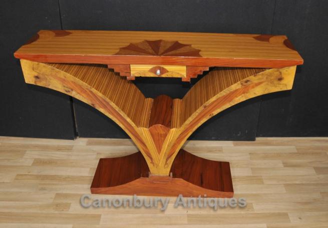 Art Deco Console Table Birdseye Maple Inlay Modernist Tables