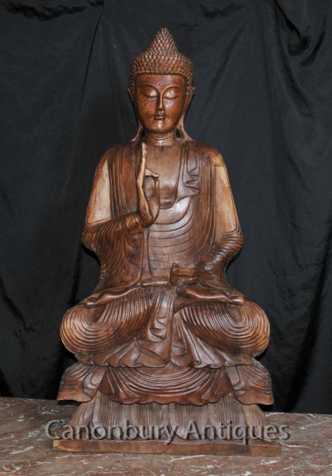 Big Carved Tibetan Buddha Sculpture Buddhist Art Buddhism Lotus