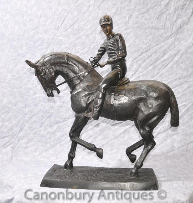 Bronze Horse Jockey by Bonheur Derby French Horses Casting