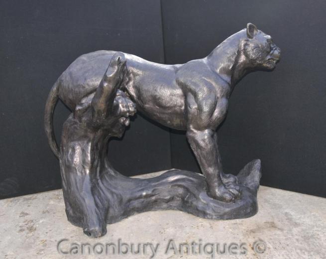 Lifesize Bronze Panther Cat Mountain Lion Casting Animals