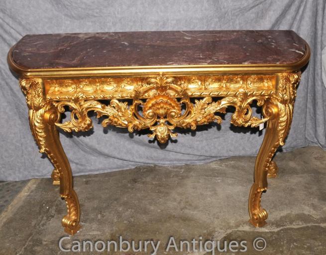 Louis XVI Rococo Console Table Gilt Hall Tables