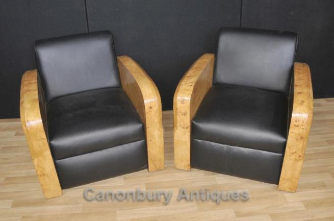Pair Art Deco Arm Chairs Club Chair Sofa 1920s Lounge Furniture