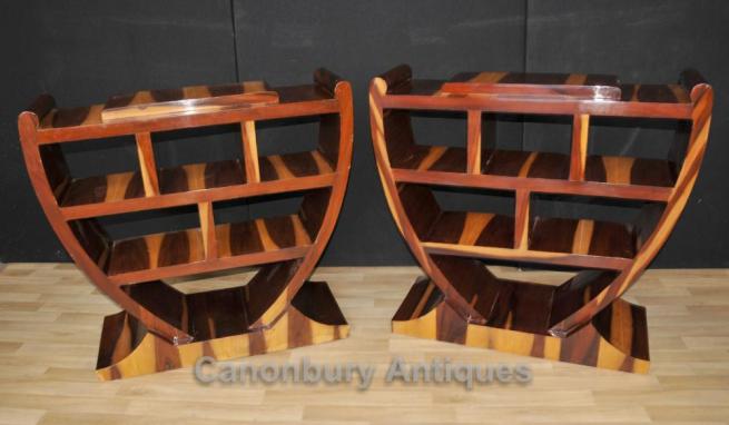Pair Art Deco Bookcases Shelf Units Retro Furniture