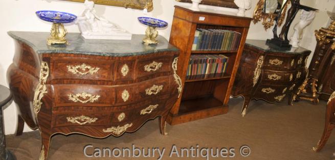 Pair Big French Empire Bombe Chest Drawers Commodes