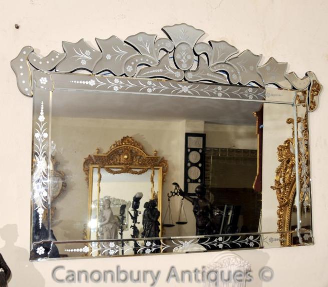 Venetian Glass Mantle Mirror Cut Venice Mirrors