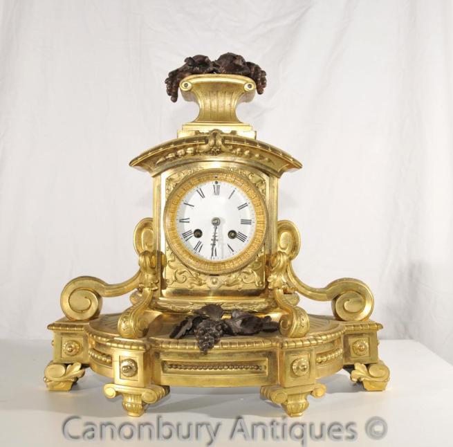 Antique French Empire Mantle Clock Ormolu and Bronze