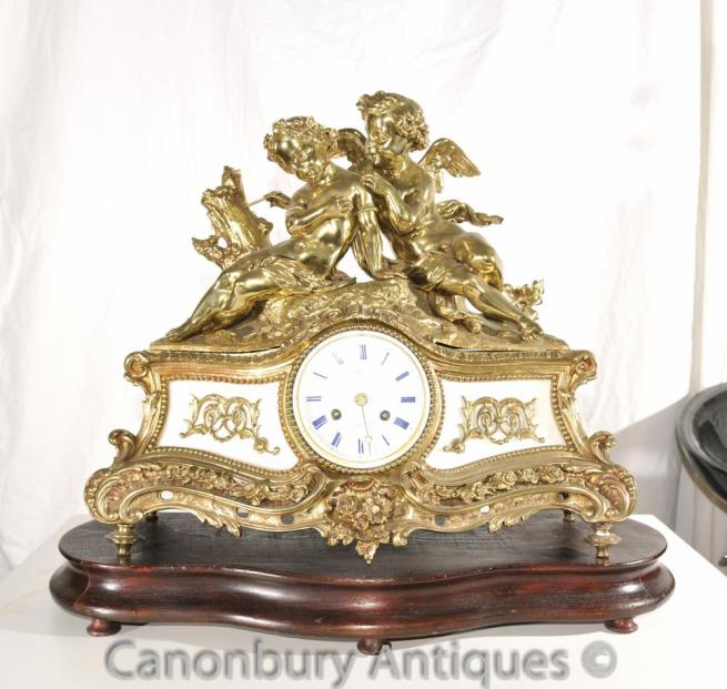Antique Louis XV Ormolu Cherub Mantle Clock Time