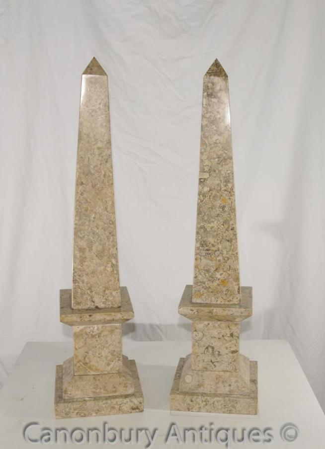 Pair French Empire Marble Obelisks Egyptian Obelisk