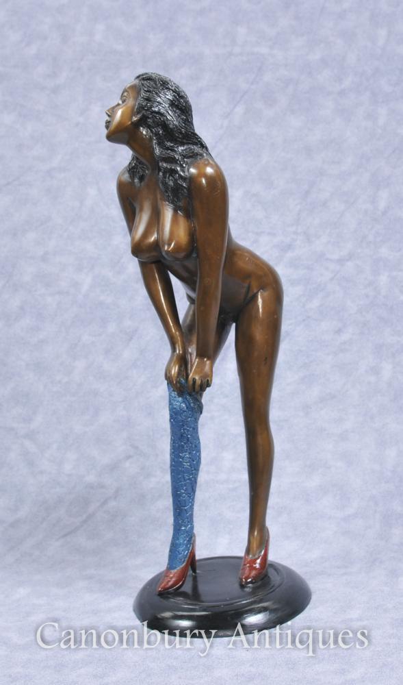 1970s Semi Nude Female Figurine Kitsch Erotic Art Statue