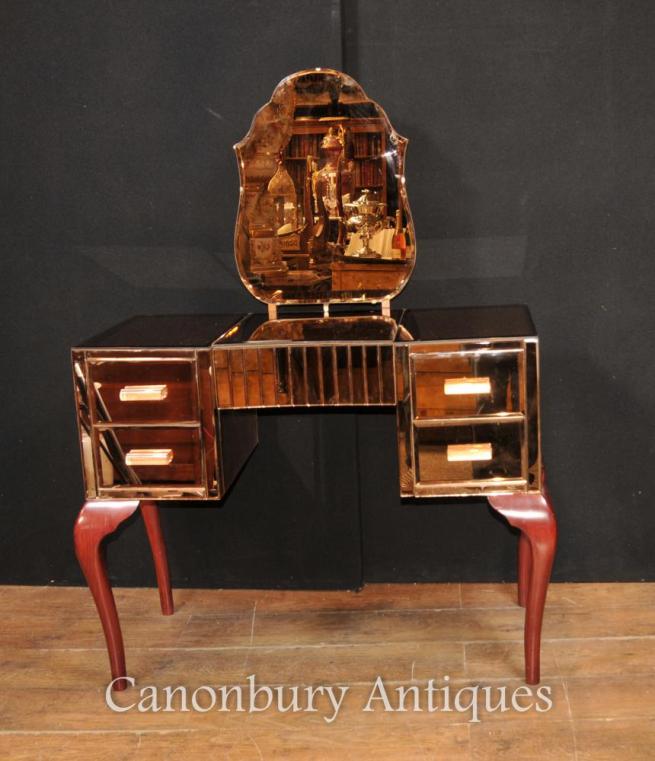 Antique Art Deco Mirrored Dressing Table Desk Table
