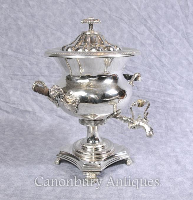 Antique English Silver Plate Samovar Tea Coffee Urn Sheffield Silverplate