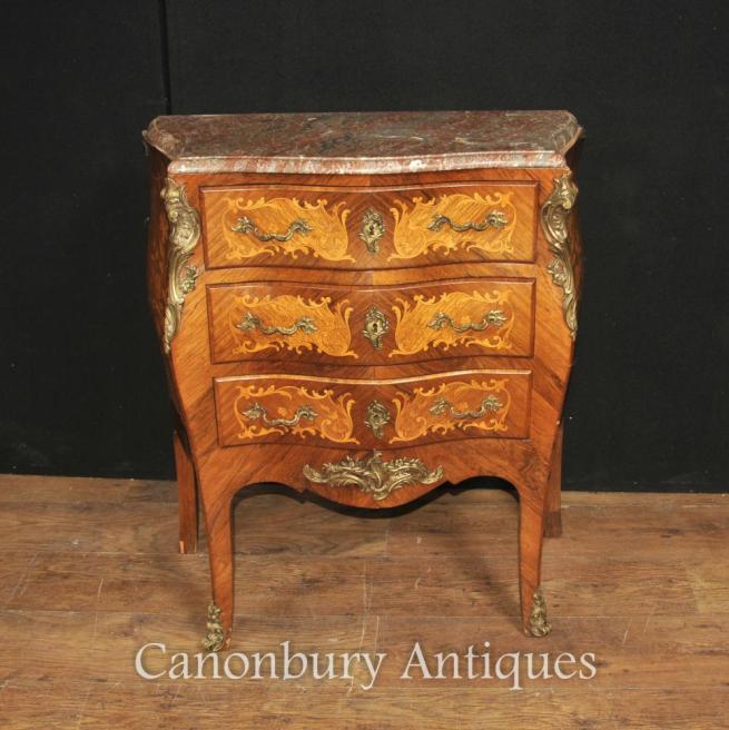 Antique French Empire Bombe Commode Chest of Drawers 1890